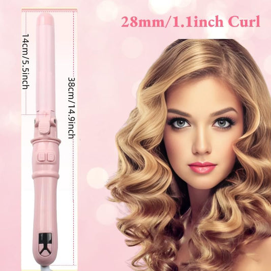 2024-Rotating Curling Iron in Pink Sunset | 1 inch barrel for all hair types | Automatic hair curler | Easy-to-use curling wand | Long-lasting, salon-quality curls and waves | Dual voltage